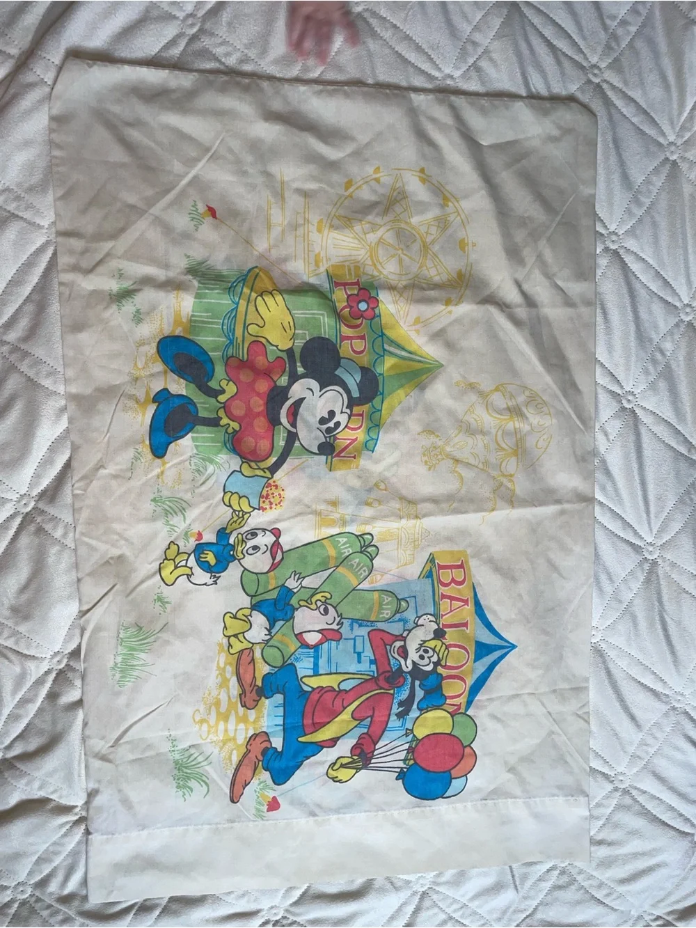Disney Mickey & Friends Carnival Pillowcase in White, Red, Blue, Yellow